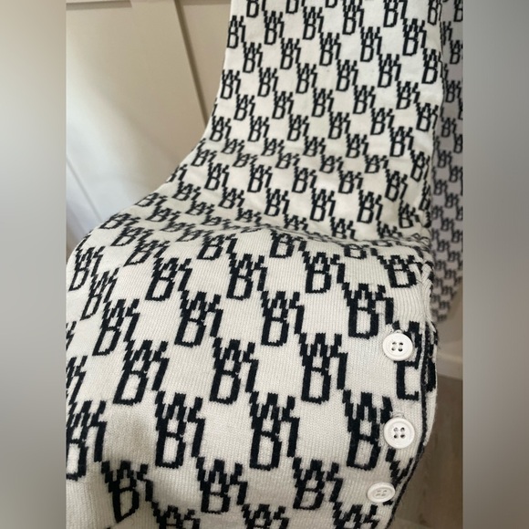 We11done Black and White Logo Knit Jacquard Pants Wool Cashmere - Picture 9 of 16